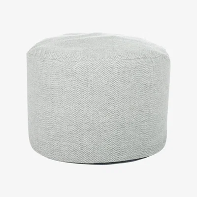 Amara Tweedmill - Tweed Pouf - 45x30cm - Silver Grey Herringbone/Denim