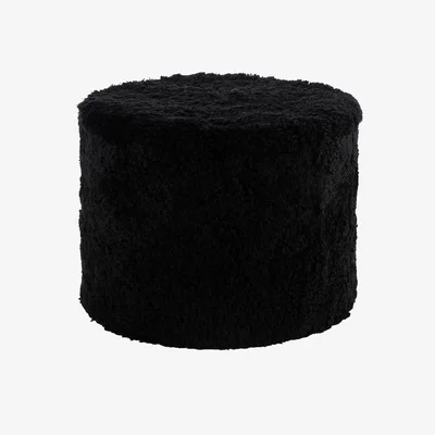 Amara Essentials - Short Wool Curly Pouf - Black