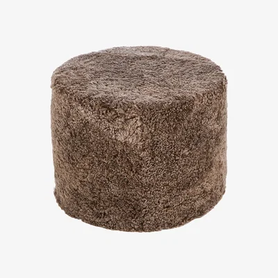 Amara Essentials - Short Wool Curly Pouf - Taupe