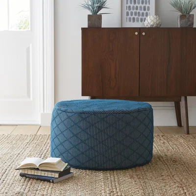 Dunelm Tufted Diamond Pouffe Navy Navy Blue