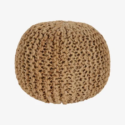 Dunelm Knitted Pouffe Ochre