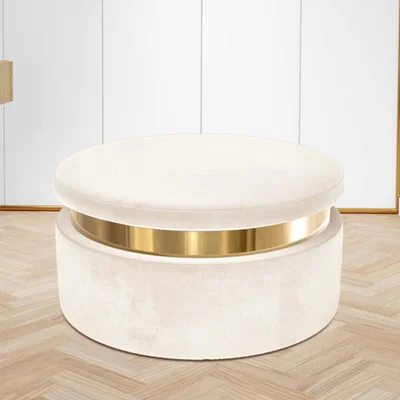 Furniture123 Cream Velvet Pouffe with Storage - Zendaya