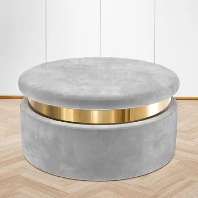 Furniture123 Grey Velvet Storage Pouffe - Zendaya