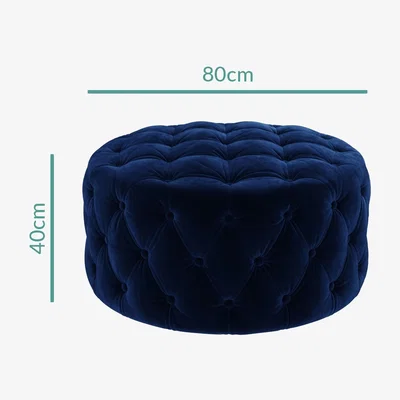 Furniture123 Xena Large Quilted Button Pouffe in Navy Velvet