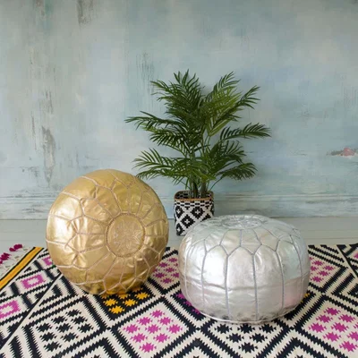 Graham & Green Metallic Gold Moroccan Leather Pouffe