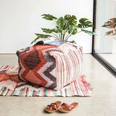 Graham & Green Karim Recycled Cotton Pouffe