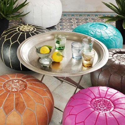 Graham & Green Turquoise Moroccan Pouffe Cover