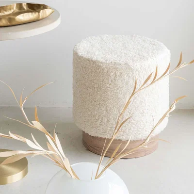 Graham & Green White Sherpa Pouffe