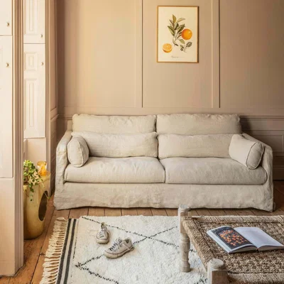 Graham & Green Jasmine 3 Seater Left Chaise - Grey Beige Caleido