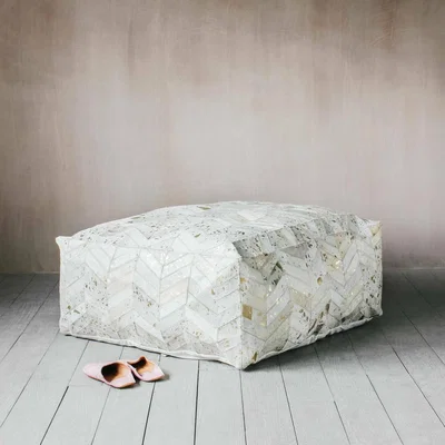 Graham & Green Large Chevron Cowhide Pouffe