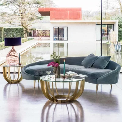 Graham & Green Tiffany Left Hand Facing Sofa - Blueberry Linara
