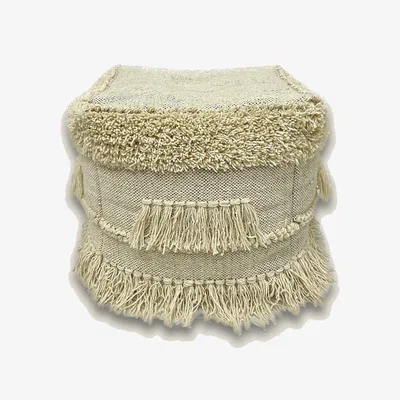 Marks & Spencer Kaikoo Fringe Pouffe - Cream Mix, Cream Mix