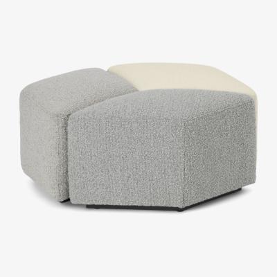 Made.com Zazie 3-Part Modular Pouffe, White, Cloud & Marl Boucle