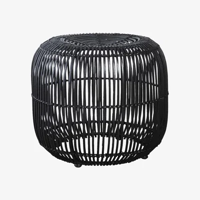 Made in Design Modern Pouf - / Rattan - Ø 52 x H 46 cm by House Doctor Black