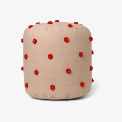 Made in Design Dot Pouf - / Ø 39 x H 48 cm - Pompoms by Ferm Living Beige