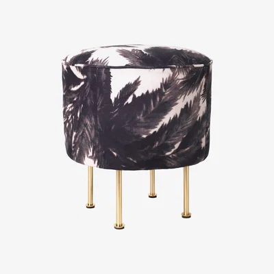 Made in Design Modern Line Pouf - /Grossman - Ø 38 cm – Reissue 1949 by Gubi White/Black
