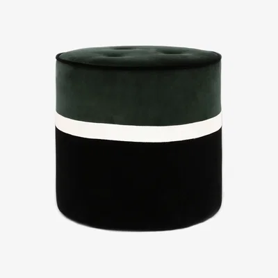 Made in Design Léo Small Pouf - / Ø 42 x H 43 cm - Velvet by Maison Sarah Lavoine Green