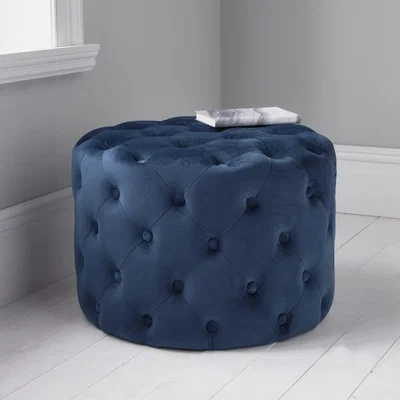 Olivia's Native Home Mystique Blue Tufted Velvet Pouffe