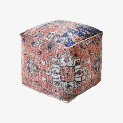 Olivia's Libra Interiors Gemen Jacquared Woven Multi Colour Cotton Pouffe