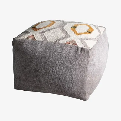 Olivia's Gallery Direct Mendez Pouffe Ochre/Grey