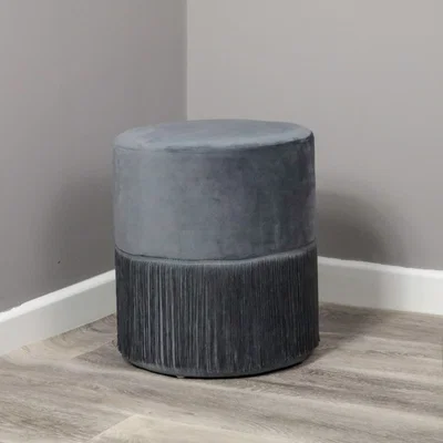 Olivia's Native Home Round Grey Tassles Stool