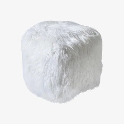 Olivia's Libra Luxurious Glamour Collection - Isaba Hand Made Ivory Hairy Pouffe