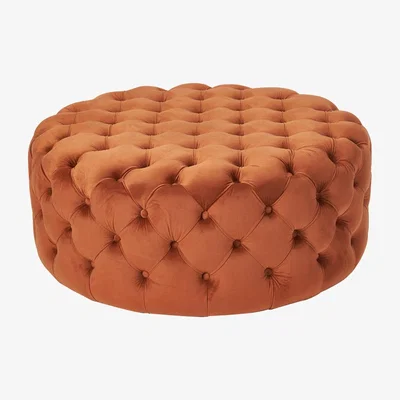 Olivia's Olivia's Vienna Velvet Round Buttoned Pouffe in Tobacco