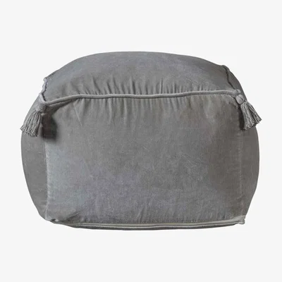Olivia's Gallery Direct Rossi Velvet Pouffe in Silver