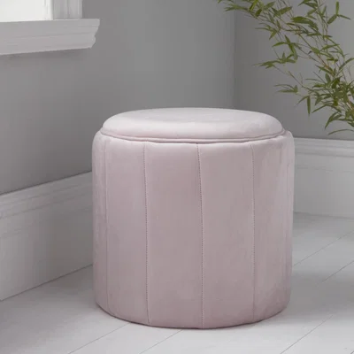 Olivia's Native Home Round Pastel Pink Plush Stool