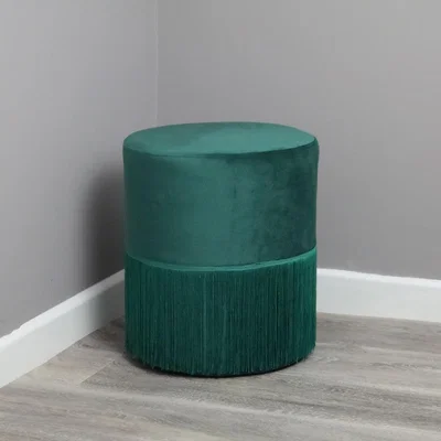 Olivia's Native Home Round Green Tassles Stool