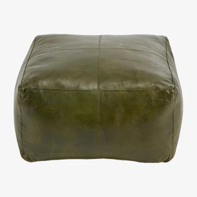 Olivia's Olivia's Mateos Leather Square Pouffe in Sage Green