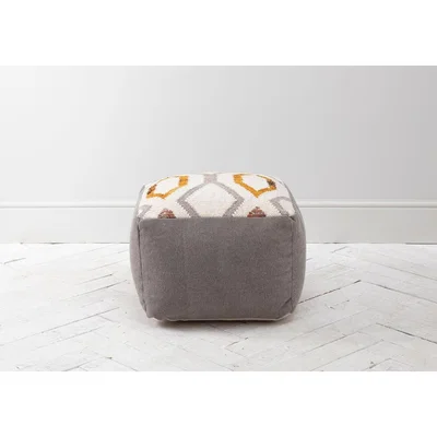 Perch and Parrow Cava Textured Pouffe in Grey & Ochre