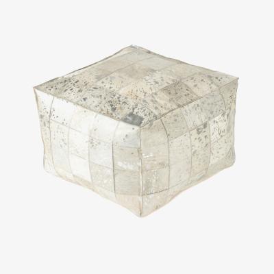 The Range Carrie Indoor Genuine Hairon Pouf - Silver Foil