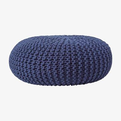 The Range Round Cotton Knitted Pouffe - Navy / 70cm