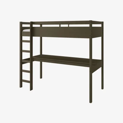 Furniture123 High Sleeper Loft Gaming Bed with Desk in Olive Green - Wyatt