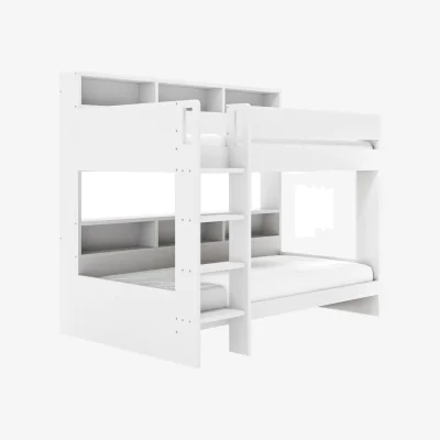 Furniture123 White Bunk Bed with Storage Shelves and Drawer - Aire
