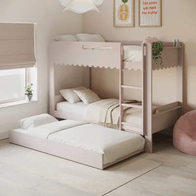 Furniture123 Pink Scalloped Triple Sleeper Bunk Bed with Trundle  Gracie