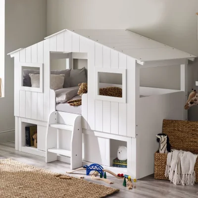 Furniture123 White Mid Sleeper House Bed with Storage Unit - Acorn
