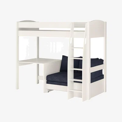 John Lewis Stompa Uno S 21 High Sleeper Bed Frame with Fixed Desk, Ocean Blue