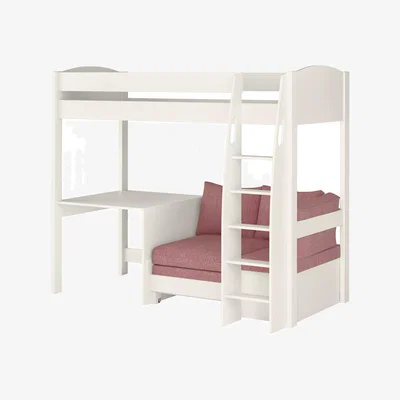 John Lewis Stompa Uno S 21 High Sleeper Bed Frame with Fixed Desk, Pink Blossom