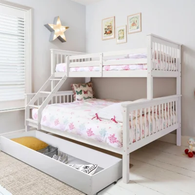 The Range Hanna Triple Bunk Bed with Flo Pull Out Trundle  - White
