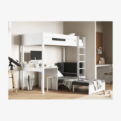 The Range Tapio White Highsleeper with Coloured Futon - Black Futon
