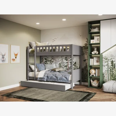 The Range Bea Wooden Bunk Bed with Trundle - Grey