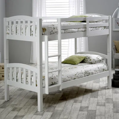 The Range Mya White Wooden Single Bunk Bed - White / Bunk Bed and Spring Mattresses