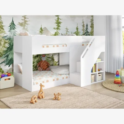 The Range Phobo Staircase Low Bunk Bed White - White