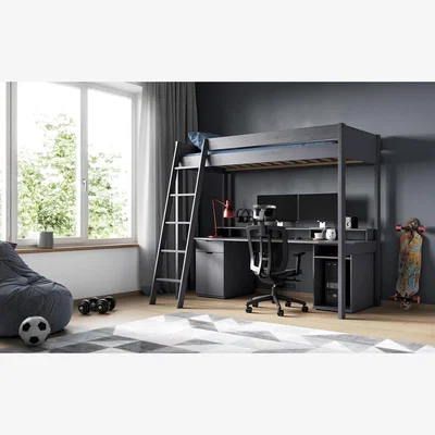 The Range Tera Gaming High Sleeper Bed Grey - Grey
