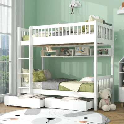 The Range 3ft Solid Pine Wood Bunk Bed with Drawer - White