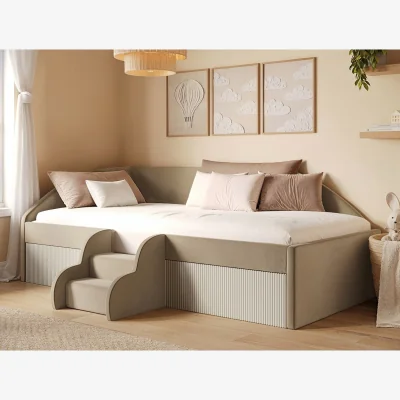 The Range Aviana Velvet Low Sleeper Bed with Beige Cord - Beige