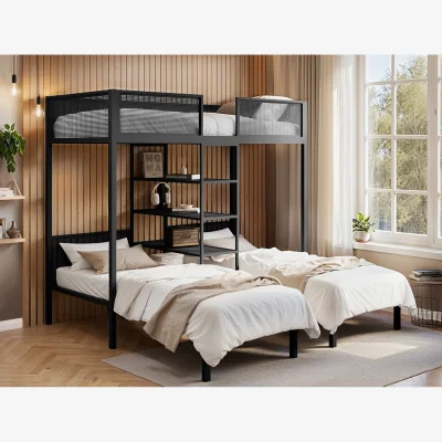 The Range Axton Metal Triple Bunk Bed Black - Black