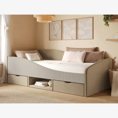 The Range Aubrey Velvet Storage Low Sleeper Bed with Beige Cord - Beige